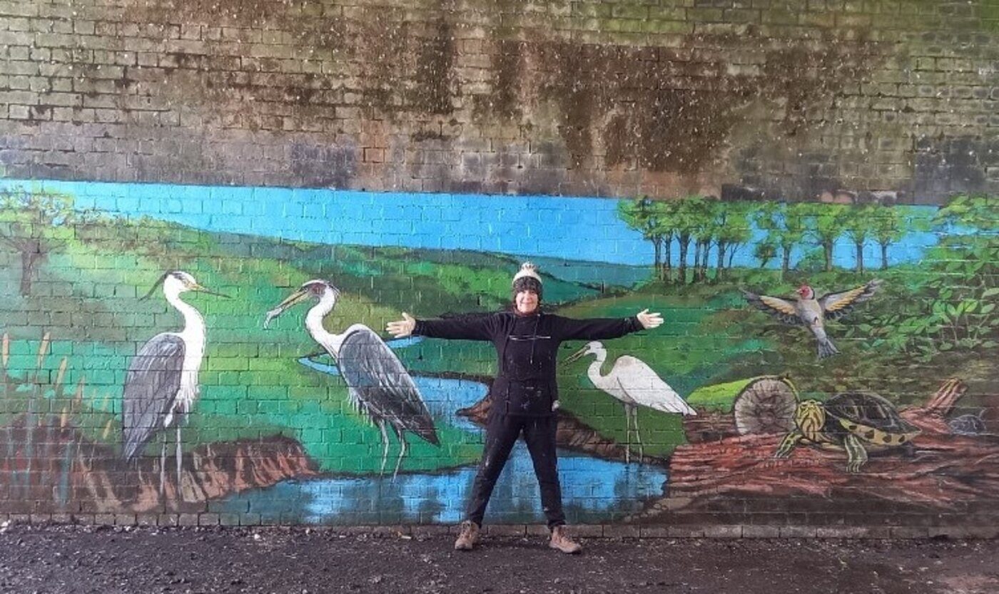 Heron and egret mural, Birmingham