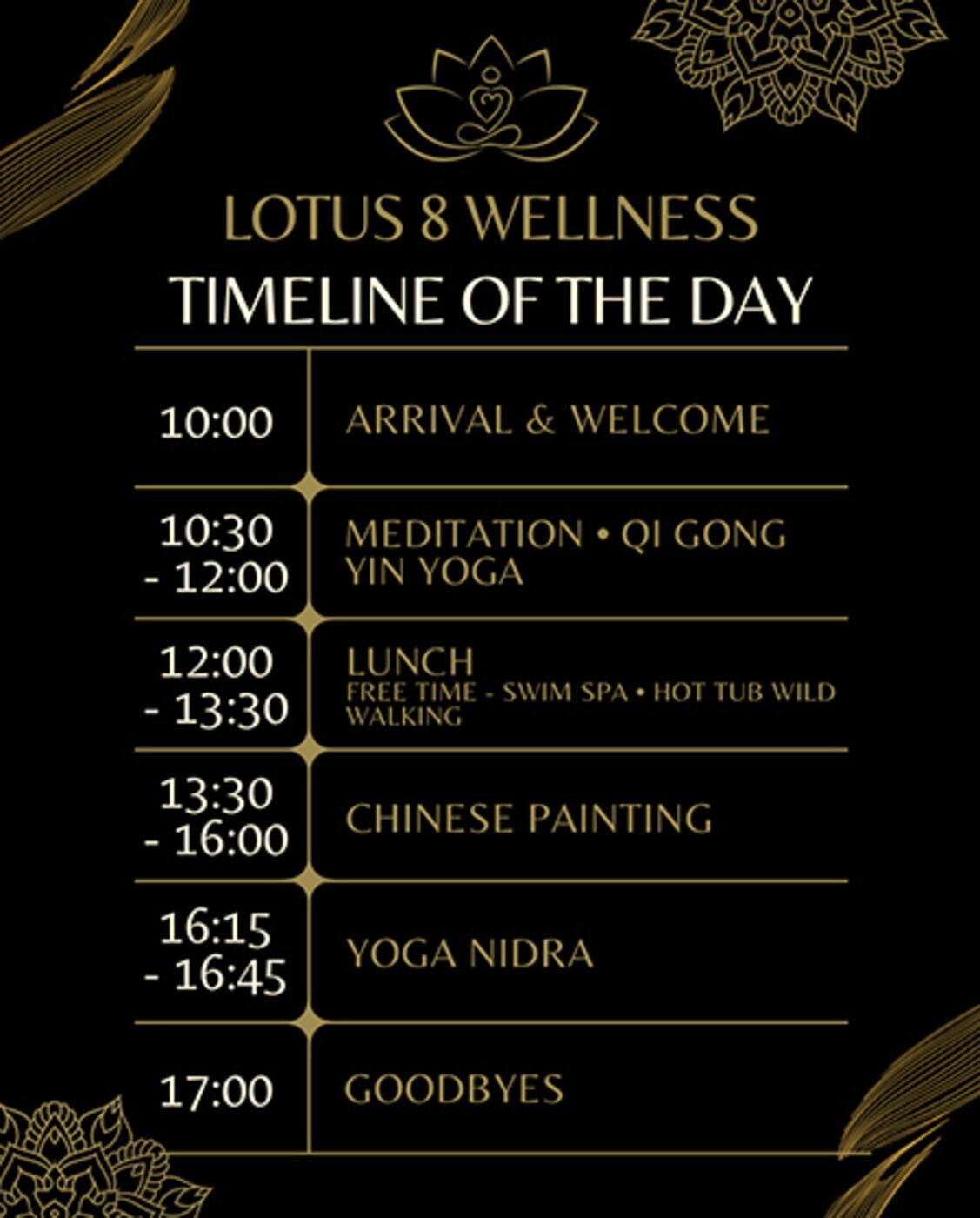 Lotus 8 Wellness timeline of the day