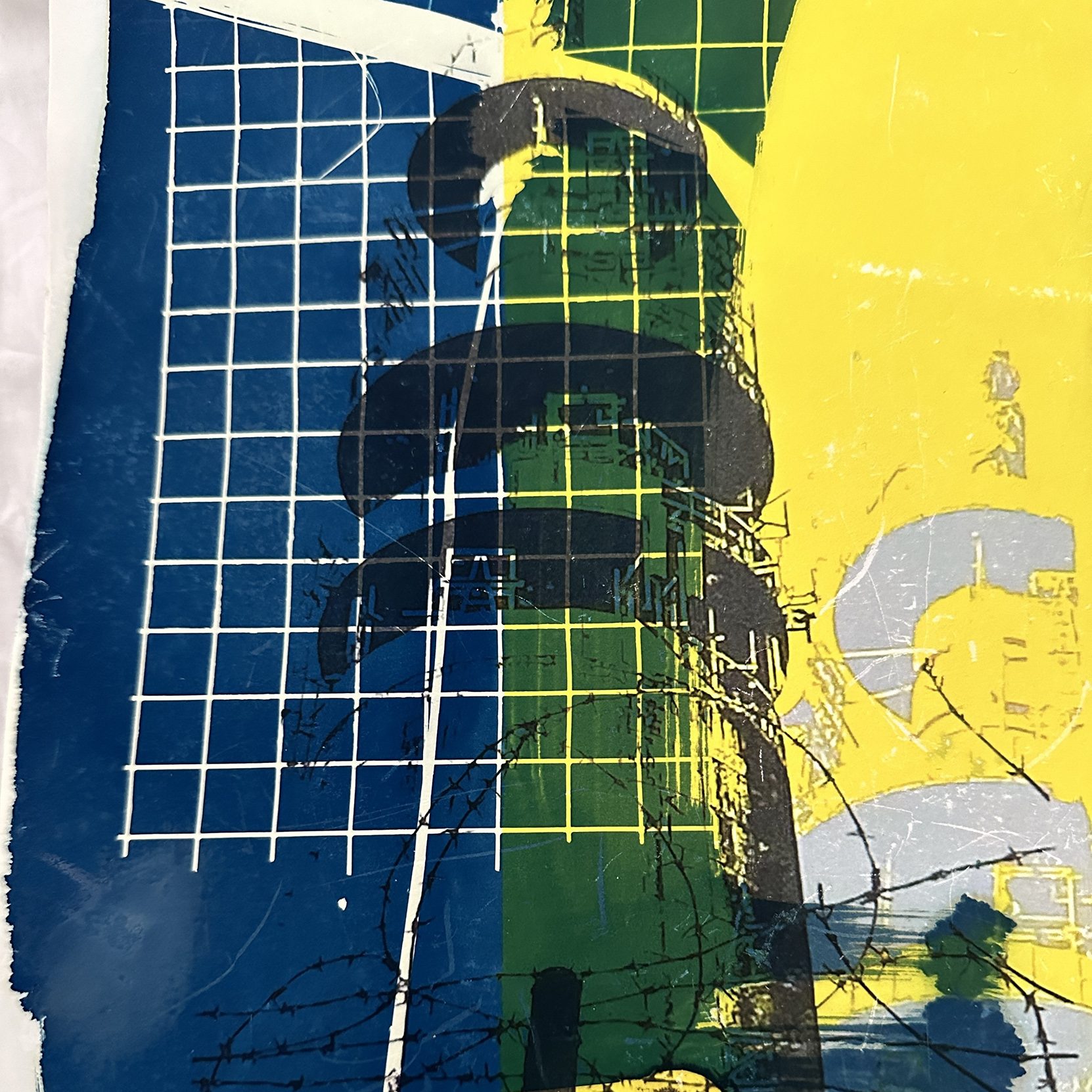Heaton Park Tower silkscreen in yellow, green and blue