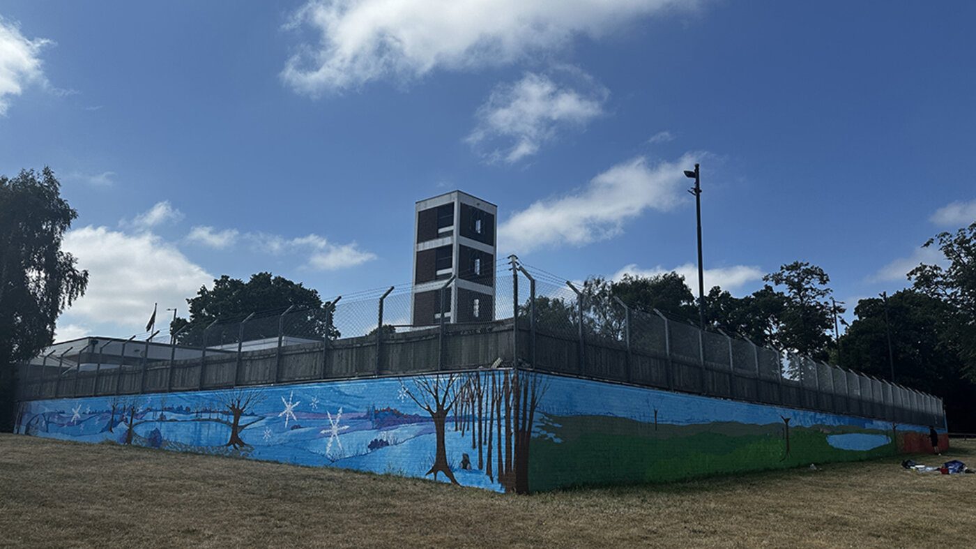 Wide view of the winter section of the Swanshurst Park mural