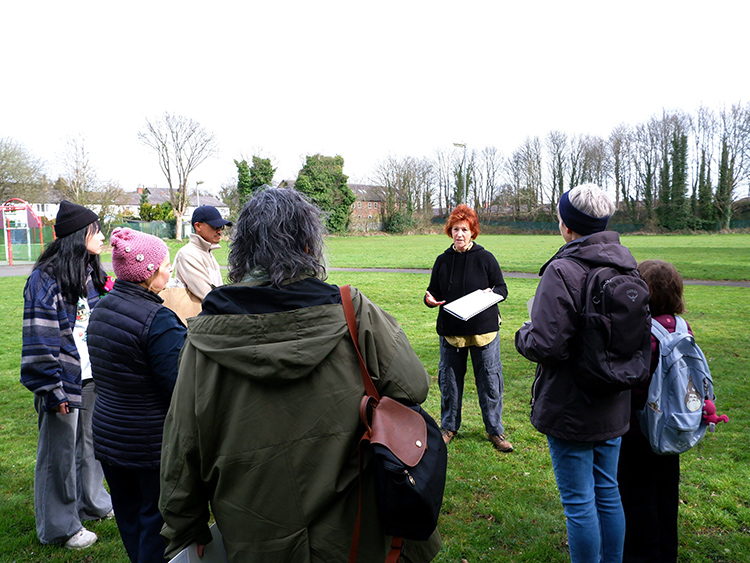 Louise Garman leading the workshop in Victoria Park, Whitefield