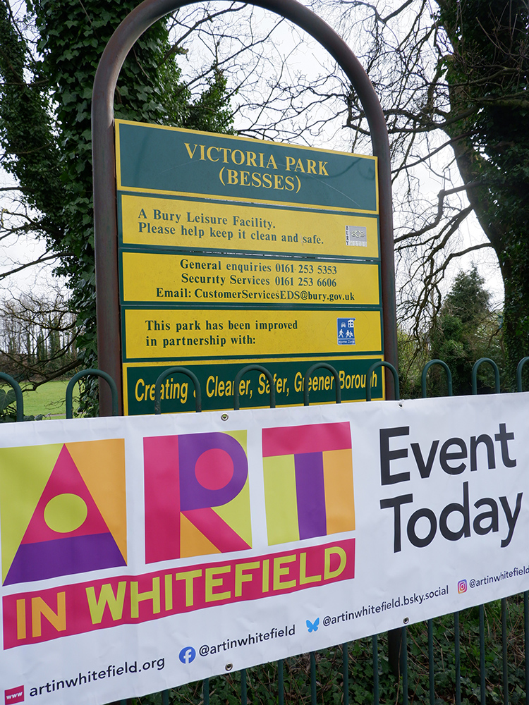 Art in Whitefield event banner at the entrance to Victoria Park