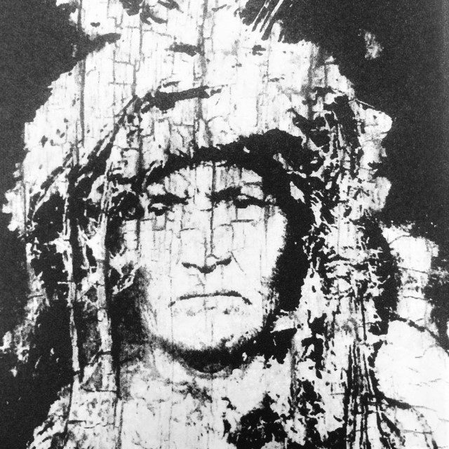 Warrior — solar plate etching portrait
