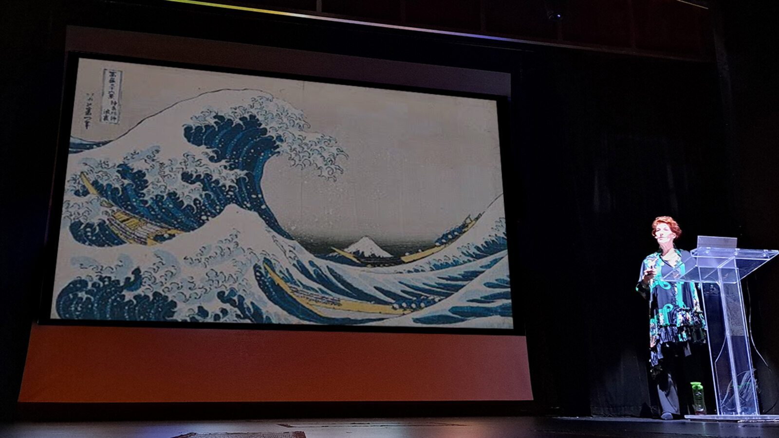 Hokusai's The Great Wave off Kanagawa, shown during Louise Garman's talk on the Art of Japan