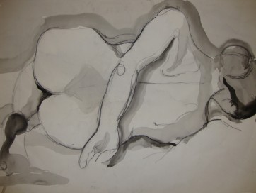 “Nude” Pen and Ink by Louise Garman Manchester Artist